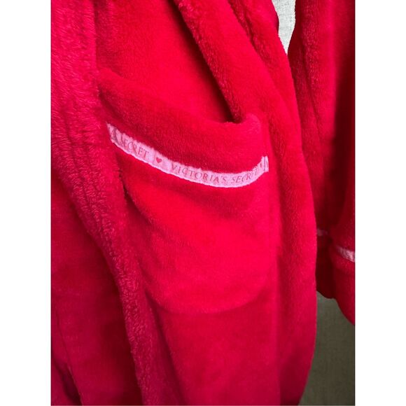 Victorias Secret Y2K Red Pink Soft‎ Plush Bath Robe Sz Medium Girly - Picture 7 of 8